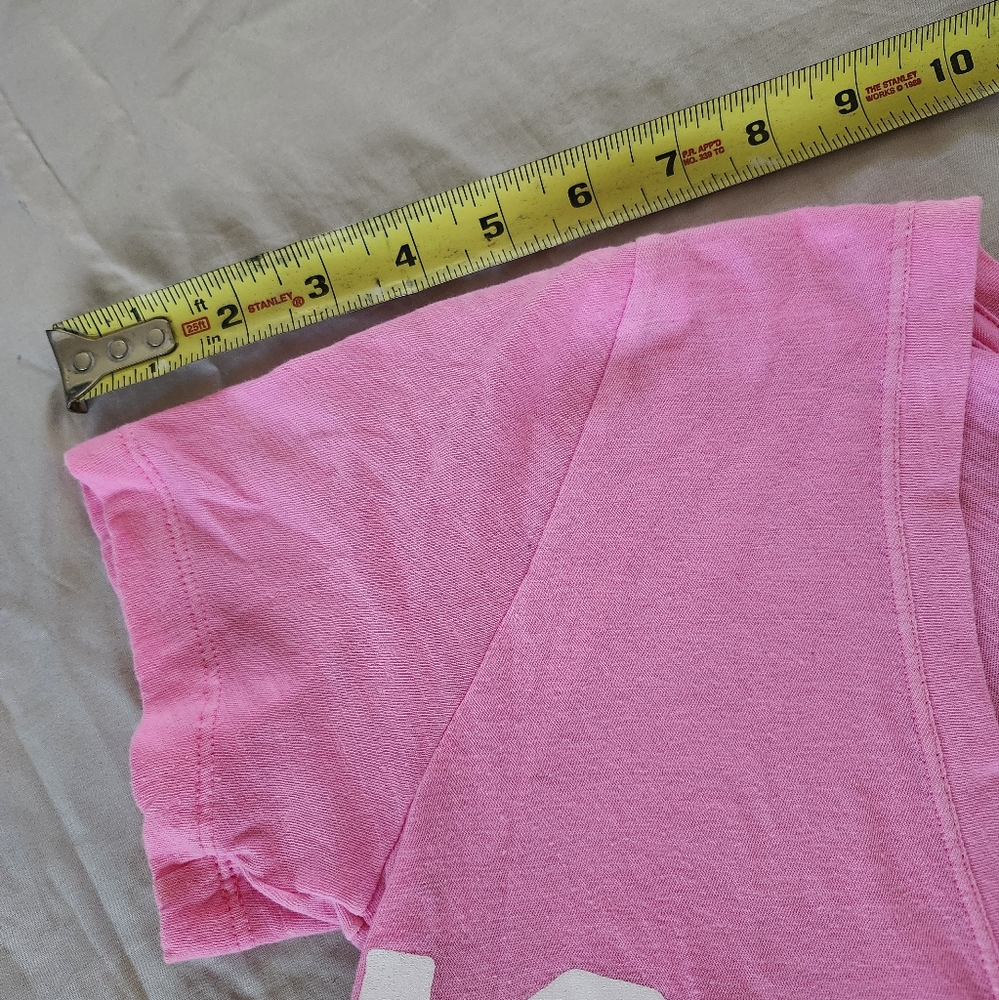 PINK Victoria's Secret V-Neck Shirt In  Pink With Bold White Lettering  - Size M - Picture 6 of 9